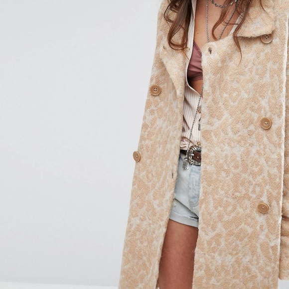 Free People Wild Things Knit Pea Coat Sz S soft knit alpaca blend oversized - Picture 9 of 9